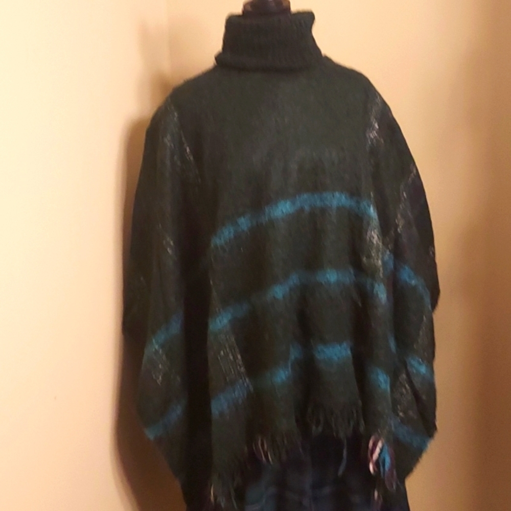 Wool mix poncho